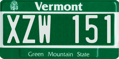 VT license plate XZW151