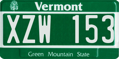 VT license plate XZW153
