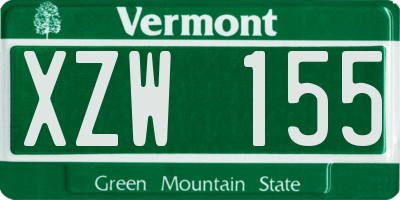 VT license plate XZW155