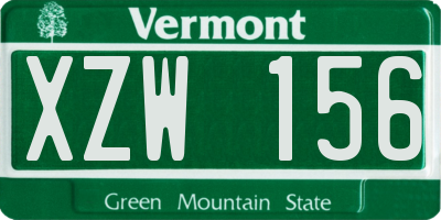 VT license plate XZW156