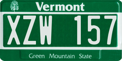 VT license plate XZW157