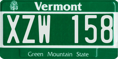 VT license plate XZW158
