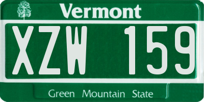 VT license plate XZW159