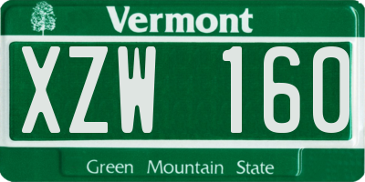 VT license plate XZW160