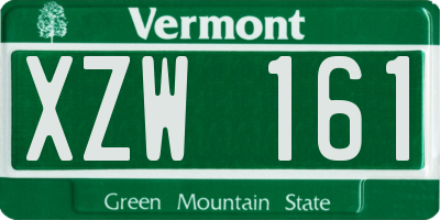 VT license plate XZW161