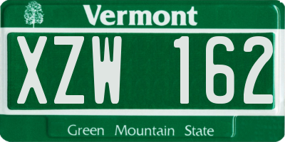VT license plate XZW162
