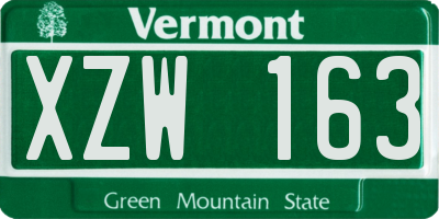 VT license plate XZW163