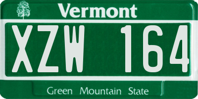 VT license plate XZW164