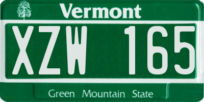 VT license plate XZW165