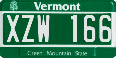 VT license plate XZW166