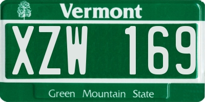 VT license plate XZW169
