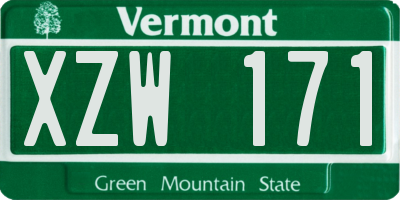 VT license plate XZW171