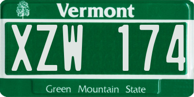 VT license plate XZW174
