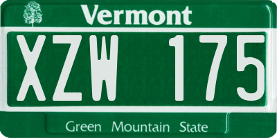 VT license plate XZW175