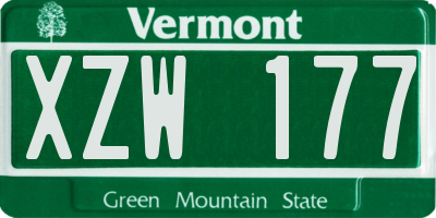 VT license plate XZW177