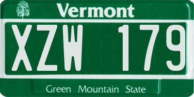 VT license plate XZW179