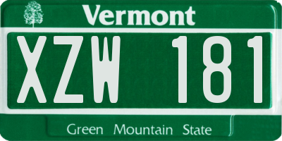 VT license plate XZW181