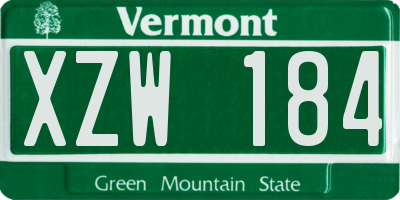 VT license plate XZW184