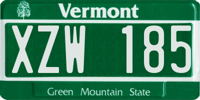 VT license plate XZW185