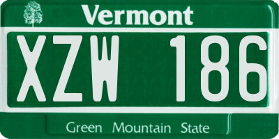 VT license plate XZW186