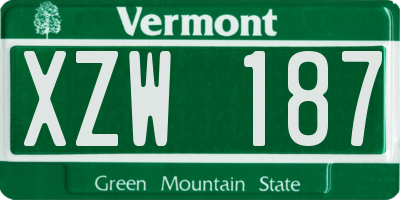 VT license plate XZW187