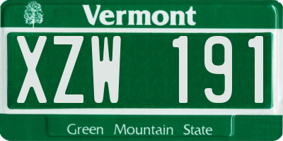 VT license plate XZW191