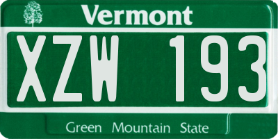 VT license plate XZW193