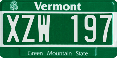 VT license plate XZW197