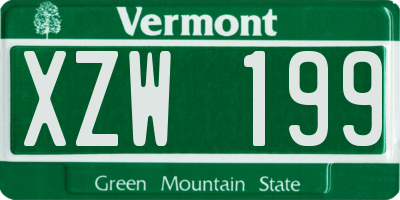 VT license plate XZW199