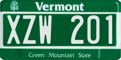 VT license plate XZW201
