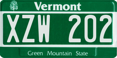 VT license plate XZW202