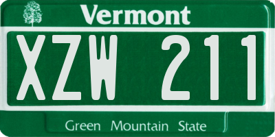 VT license plate XZW211