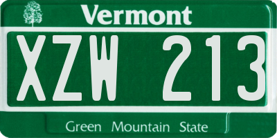 VT license plate XZW213