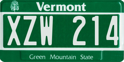 VT license plate XZW214
