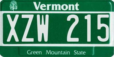 VT license plate XZW215