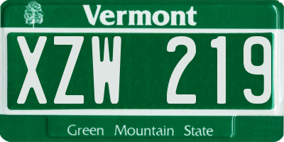 VT license plate XZW219