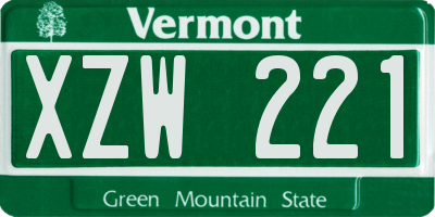 VT license plate XZW221