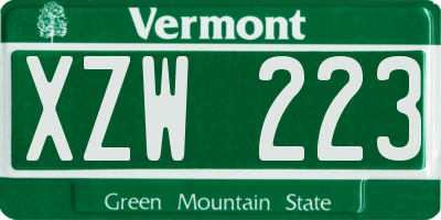 VT license plate XZW223