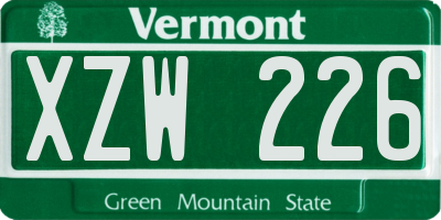 VT license plate XZW226