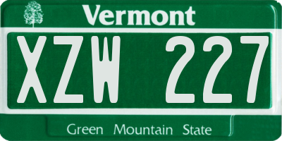 VT license plate XZW227