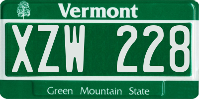 VT license plate XZW228