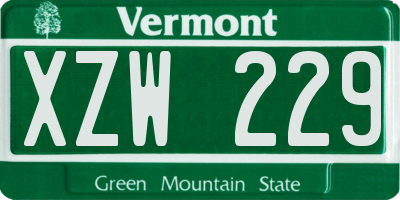 VT license plate XZW229