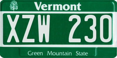 VT license plate XZW230