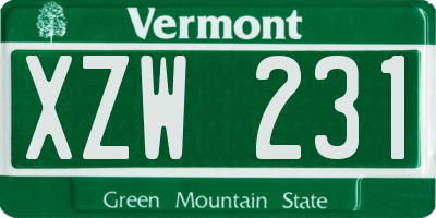 VT license plate XZW231