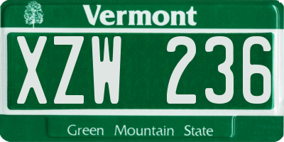 VT license plate XZW236