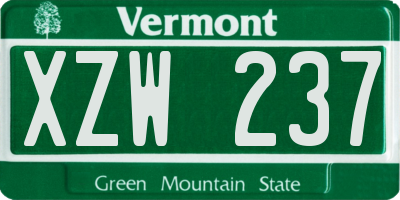 VT license plate XZW237