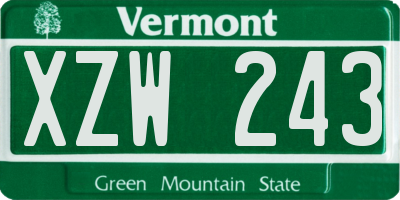VT license plate XZW243
