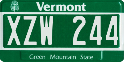 VT license plate XZW244