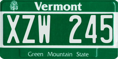 VT license plate XZW245