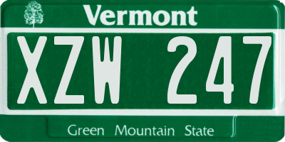 VT license plate XZW247